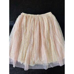 Cat & Jack Girls Gold Metallic Bows Stars Tulle Skirt Size 14/XL